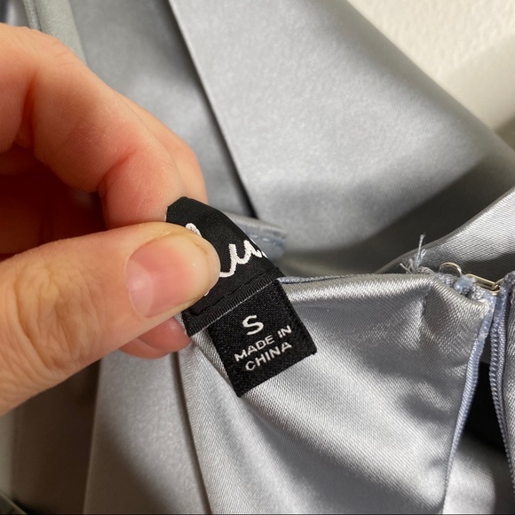 Lulu’s Pastel Blue Satin Cowl Neck Maxi Dress - Picture 9 of 12